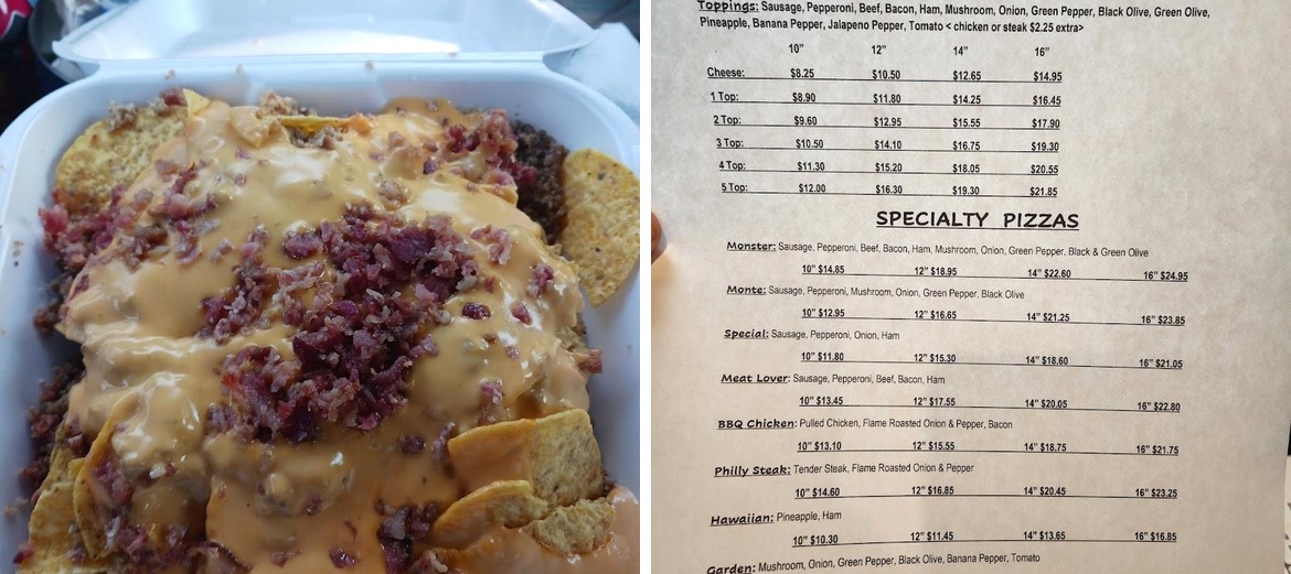 Monte's Pizza Menu