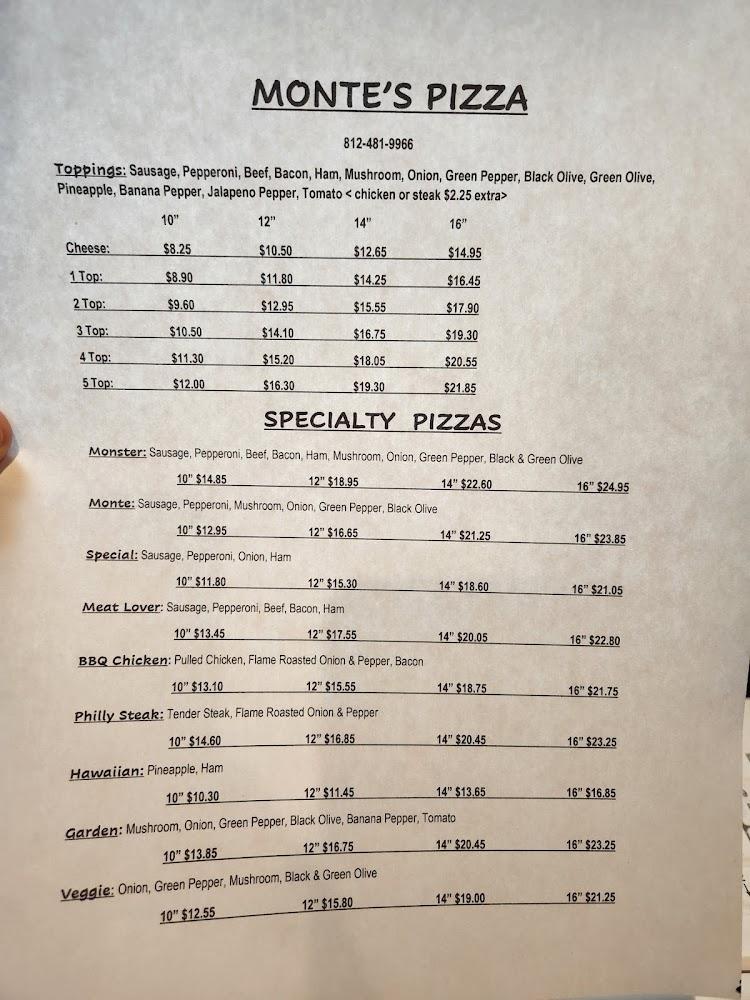Monte's Pizza Menu image 1